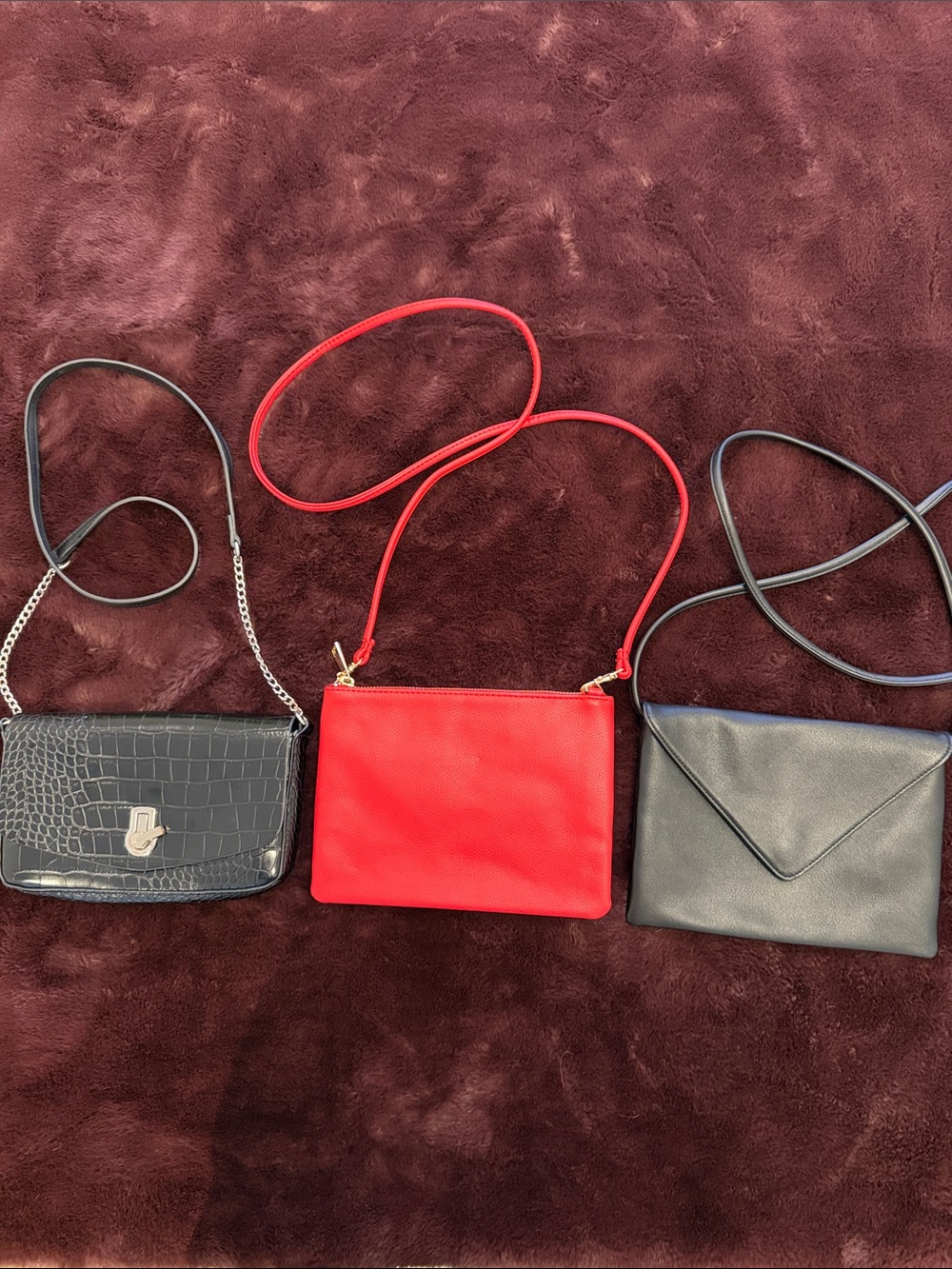 Red Leather Crossbody Bag with Slim Strap